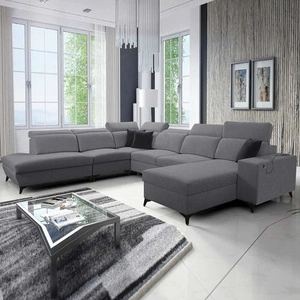 Ecksofa mit Schlaffunktion Kelly Sleek X grau rechtes extrem elegantes Ecksofa für Wohnzimmer mit verstellbaren Kopfstützen