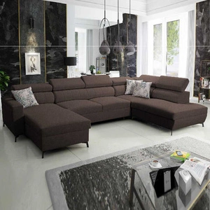Ecksofa mit Schlaffunktion Savona VI braun links elegantes und bequemes Ecksofa für Wohnzimmer mit zwei Bettkästen