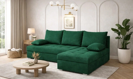 Ecksofa mit Schlaffunktion Fasti flaschengrün Universal-Ecksofa mit Bettzeugcontainer Garantie für Komfort