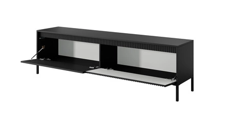 RTV Schrank Sesti 187 cm schwarz originelles Design industrieller Stil TV-Schrank idealer Schrank für kühne Arrangements