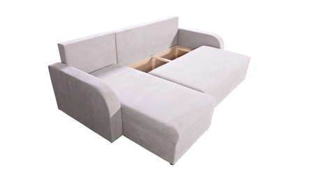 Ecksofa mit Schlaffunktion Scarlo hellgrau universal Ecksofa für das Wohnzimmer aus strapazierfähigem Veloursstoff