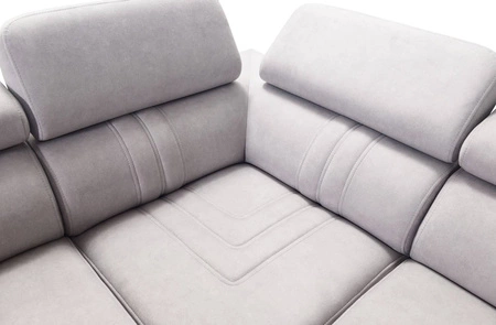 Ecksofa mit Schlaffunktion Castel IV grau-braun rechtsseitig stilvolles Ecksofa mit Bettzeugcontainer und verstellbaren Kopfstützen