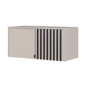 Aufsatz für Schrank Aspen 105 cm Beige / Schwarze Lamellen funktionale Schrankerweiterung für Kleidung Schuhe und Accessoires