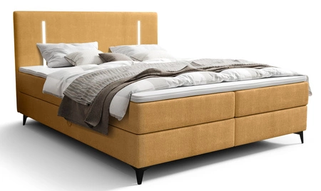 Boxspringbett Norco 180x200 gelb stilvolles Bett mit Staukasten Beleuchtung im Kopfteil fügt eine einzigartige Note