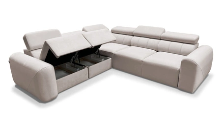 Ecksofa mit Schlaffunktion Cantare III elfenbeinfarben links komfortables und stilvolles Ecksofa für das Wohnzimmer zwei Container für Bettzeug