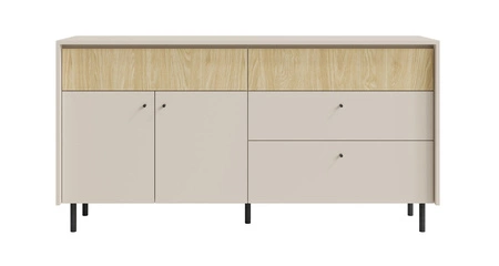 Möbelset Cappo beige sand / Eiche geölt Stilvolle Wohnzimmermöbel in dezenten Farben und minimalistischer Ausführung