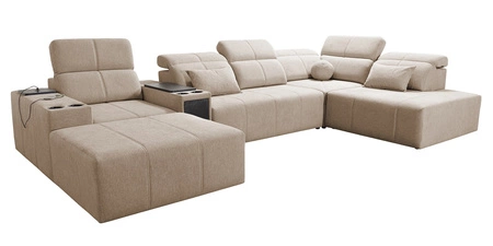 Ecksofa mit Schlaffunktion Tesalia V grau links Komfort-Ecksofa mit Schublade und Schiebefunktion der Rückenlehne