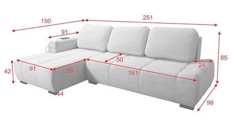 Ecksofa mit Schlaffunktion Sanfte gelbe linke Seite Stilvolles Design Ecksofa zeichnet sich durch seine abgerundete Form aus