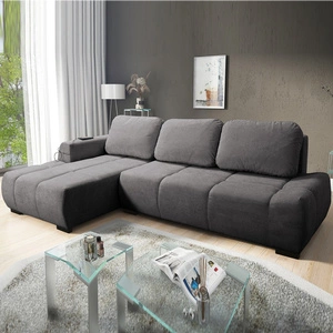 Ecksofa mit Schlaffunktion Gentle grey linke Seite stilvolles Design Ecksofa-Bett zeichnet sich durch seine abgerundete Form aus