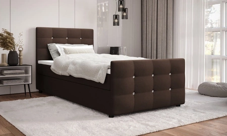 Boxspringbett Kansas 120x200 braun Bett im modernen skandinavischen Stil mit gepolstertem Kopf- und Fußteil