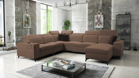 Ecksofa mit Schlaffunktion Kelly Sleek VIII hellbraun rechts stilvolle Ecksofa für Wohnzimmer bietet Komfort beim Entspannen