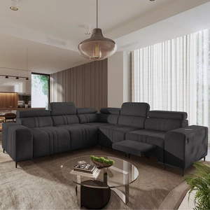 Ecksofa mit Schlaffunktion Castel III Lux graphit rechte Ecke äußerst bequemes Ecksofa für das Wohnzimmer mit ausziehbarer Fußstütze