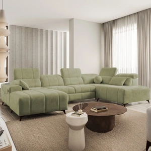 Penejos VI Ecksofa mit Schlaffunktion olive links stilvolles Ecksofa mit zwei Bettkästen strapazierfähiger Stoff