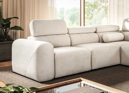 Ecksofa mit Schlaffunktion Cantare VIII Lux elfenbein rechts Design Ecksofa mit elektrisch hochgestelltem Fußteil