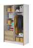 Cento Schiebeschrank 134 cm weiß / Eiche artisan modernes Design Kleiderschrank ideal für ein Schlafzimmer Kleiderschrank oder Flur