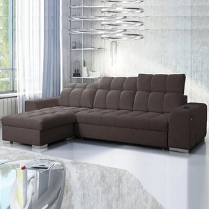 Ecksofa mit Schlaffunktion Luigi braun linkes Ecksofa mit zwei Bettkästen Stoff mit einer interessanten Struktur