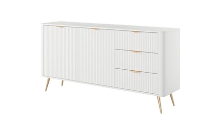 Kommode Lante 163 cm weiß geschmackvolle Kommode mit kannelierten Fronten auf hohen schrägen Beinen gestützt stilvolle Griffe