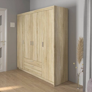 Rene Kleiderschrank 176 cm hell sonoma Eiche modernes Design stilvolle silberne Griffe