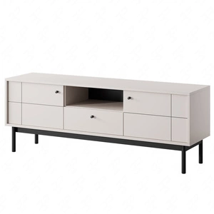 TV-Schrank Modesta 154 cm beige schlicht und solide in gedeckten Farben dezente Metallgriffe ideal für Innenräume im japanischen Stil