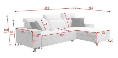 Ecksofa mit Schlaffunktion Kelly Sleek grau Esche rechts geflochten bequem und funktional Ecksofa Bett für Wohnzimmer