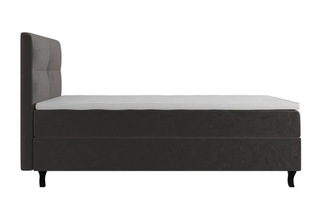 Boxspringbett Melba 90x200 grau Bett im modernen skandinavischen Stil mit gepolstertem Kopfteil Bett mit Staukasten