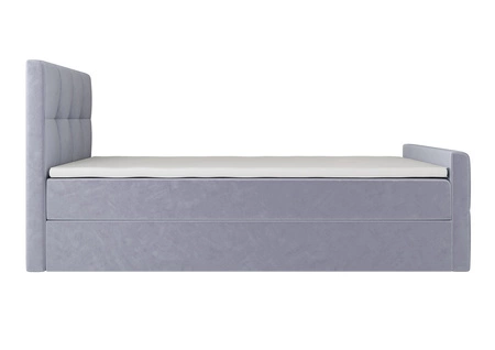 Boxspringbett Manhattan 100x200 hellblau Bett im modernen skandinavischen Stil mit gepolstertem Kopf- und Fußteil Bett mit Staukasten