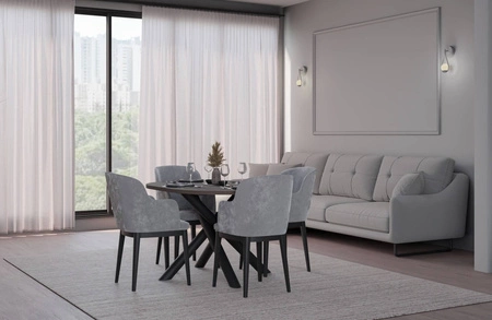 Lyon Tisch 100x138 cm wisconsin walnuss / schwarz stilvoller Esstisch auf Designer Spider Beinen höhenverstellbar