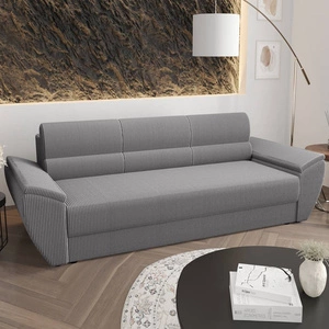 Sofa Fogu Bis grau Esche stilvolles Sofa mit bequemen Armlehnen Cord-Stoff-Polsterung Container für Bettzeug