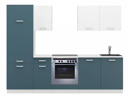 Toni 260 cm weiß/marine Küchenzeile mit Arbeitsplatte sieht in modernen Innenräumen toll aus