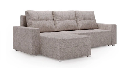 Ecksofa mit Schlaffunktion Pablos beige Universal-Ecksofa mit Bettkasten und Ziersteppung auf der Sitzfläche