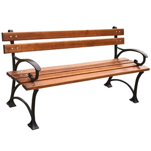 Gartenbank 150 cm FIEM-03-LP-150 Parkbank aus Gusseisen mit Rückenlehne aus Erlenholz, lackiert