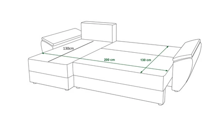 Ecksofa mit Schlaffunktion Fogu II Elfenbein linke Seite stilvolles Ecksofa mit bequemen Armlehnen und Bettzeugcontainer