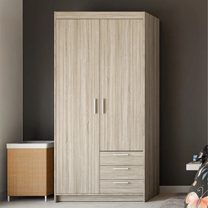 Rene Kleiderschrank 90 cm Eiche hell sonoma stilvolles Design ABS Kanten perfekte Garderobe für Schlafzimmer oder Ankleidezimmer geräumige Schubladen