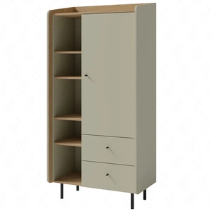 Bücherregal Olivio 80 cm Eukalyptus / Baltische Eiche dune elegantes Design stabile hohe Beine Bücherregal mit Türen und Schubladen