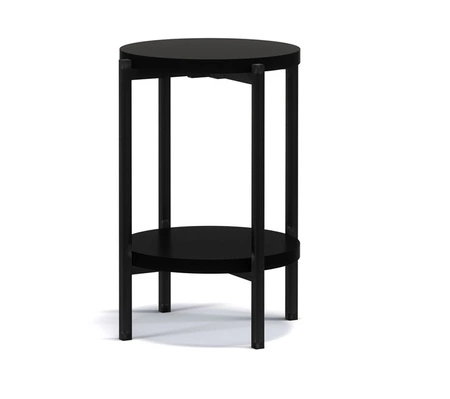 Runder Couchtisch 44 cm Sampi schwarz mit zusätzlicher Ablage Licht Design solide Metallbasis reizvolle Dekoration jedes Interieur