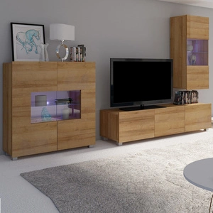 Kommode Apulia VII Eiche gold Eine besonders stilvolle Kommode mit einfachen Elementen, die sich in jede Einrichtung einfügt