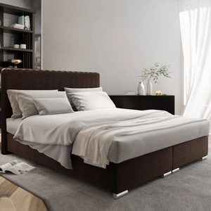 Boxspringbett Sarona 180x200 braun Bett im modernen skandinavischen Stil mit markantem Kopfteil