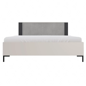 Bett Estan 160x200 cm beige / anthrazit ideales Bett für das Schlafzimmer ABS Einfassung Designer gepolstertes Kopfteil