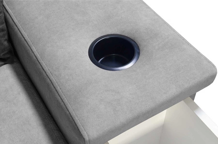 Ecksofa mit Schlaffunktion Alcamo III grün links Funktions-Ecksofa mit Schublade in der Seite zwei Behälter für Bettzeug