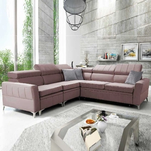 Ecksofa mit Schlaffunktion Rava IV lavendelrosa Linkshändersamt Komfort bei der täglichen Erholung Behälter für Bettzeug