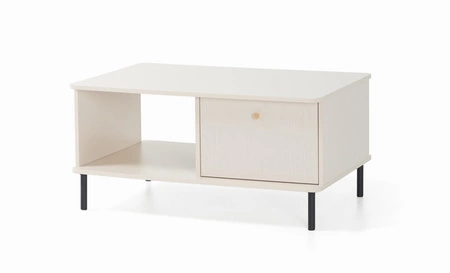 Couchtisch Ferdi beige sand leichtes Design stabiles Metallgestell geschwungene Form der Platte idealer Tisch für jedes Arrangement