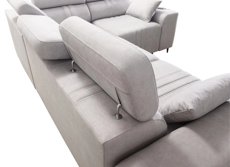 Ecksofa mit Schlaffunktion Castel II graphit rechts komfortables Ecksofa mit verstellbaren Kopfstützen Container für Bettzeug