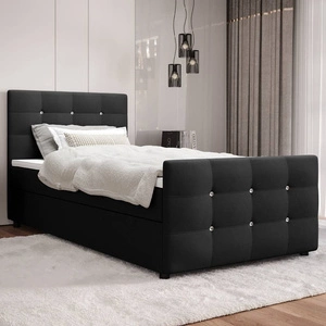 Boxspringbett Kansas 100x200 schwarzes Bett im modernen skandinavischen Stil mit gepolstertem Kopf- und Fußteil