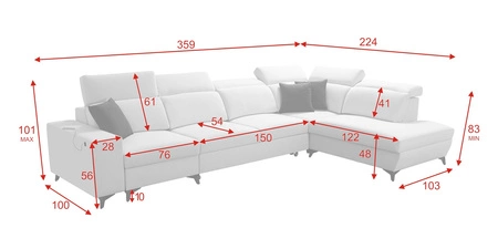 Ecksofa mit Schlaffunktion Kelly Sleek XI lavendel rosa rechte Seite stilvolles und bequemes Ecksofa aus strapazierfähigem Webstoff