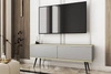 TV-Schrank Luxury 135 cm Korpus in grauem, elegantem Design mit goldener Zierleiste Schrank auf schwarzen Metallbeinen