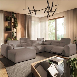 Ecksofa mit Schlaffunktion Cantare VIII Lux dunkelbeige Links Designer Ecksofa mit elektrischer Fußstütze