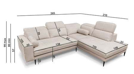 Ecksofa Samos mint rechte Ecke modernes Design einfaches und stilvolles Design, das zu jeder Inneneinrichtung passt verstellbare Kopfstützen