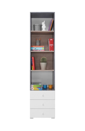 Regal mit Schubladen Epsilon 45 cm Beton / weiß / Eiche ideal für Jugendzimmer nutzbar Bücherregal modernes Design