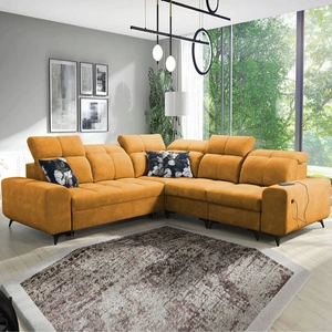 Ecksofa mit Schlaffunktion Buffalo III gelbes komfortables Ecksofa mit ästhetischer Verarbeitung mit Bettzeugcontainern
