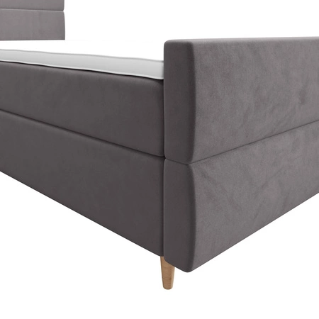 Boxspringbett Benet 120x200 hellgrau im modernen skandinavischen Stil mit gepolstertem Kopf- und Fußteil Bett mit Staukasten